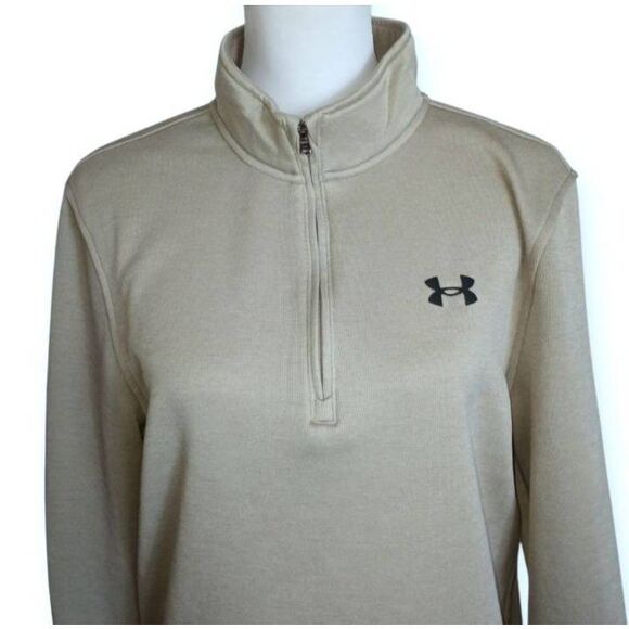Under Armour Men's Beige/Gray Quarter-Zip Pullover Sz.M EUC. - Picture 3 of 9